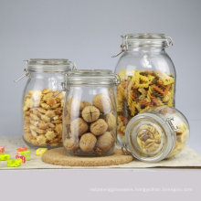 Hot sale 3.2L round food storage glass jars with clip lid wholesale